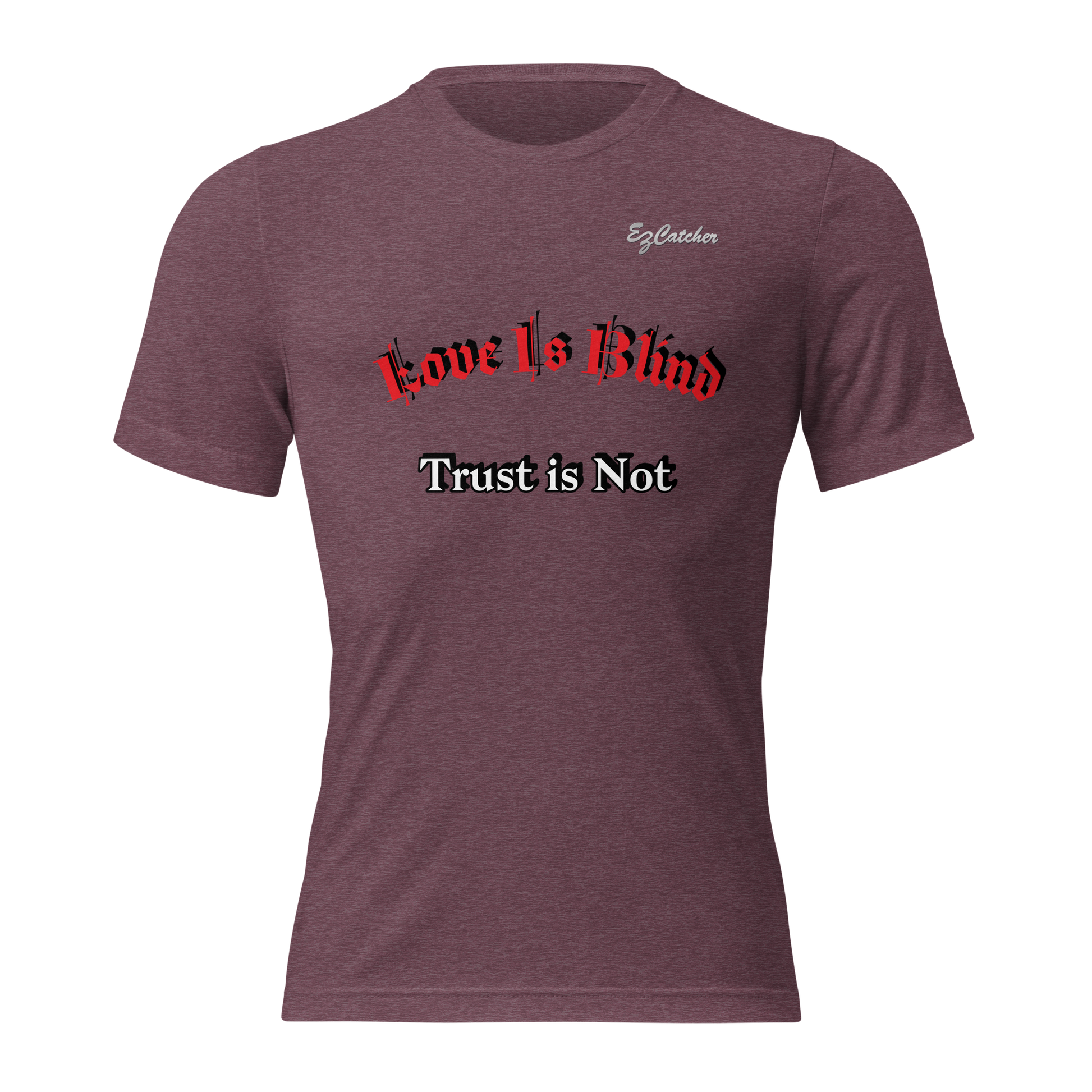 The image is a unisex tri-blend t-shirt in maroon. The shirt has a straightforward and timeless design, featuring short sleeves and a crew neckline. The fabric looks soft and lightweight, ensuring a comfortable and relaxed fit. The maroon color is rich and deep, making it a versatile choice for both men and women. This t-shirt can easily be paired with various outfits for a casual yet stylish look.